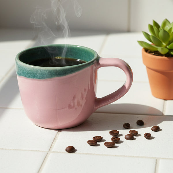 Color Block Glaze Pottery Mug