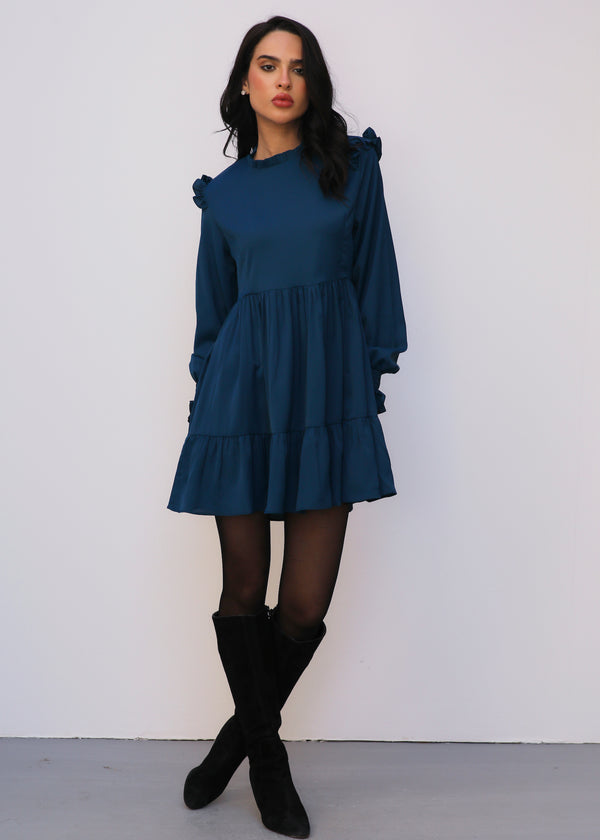 Ruffled Long Sleeves Dress