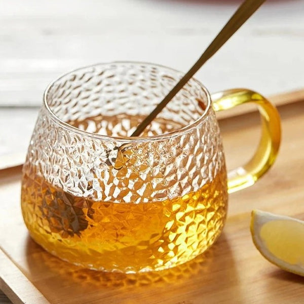 Glass Mug With Golden Handle