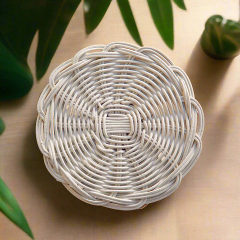 Cottage Round Wicker Coaster 13 Cm Antique cream