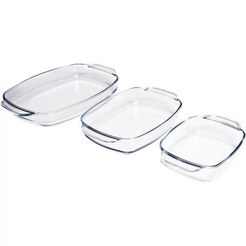 Borcam Rectangular Oven Dishes Set - 3 Pieces