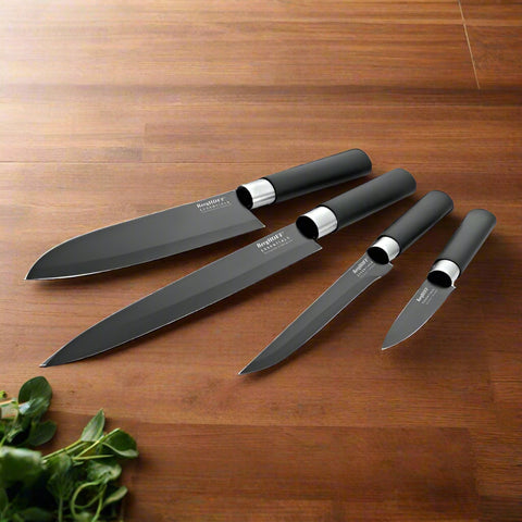 4 piece knife set black