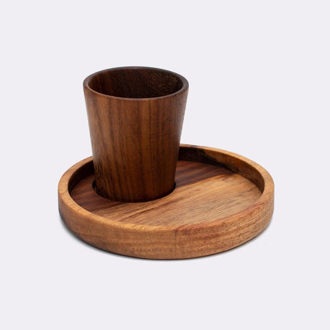 Vintage Wood Coffee Cup Set