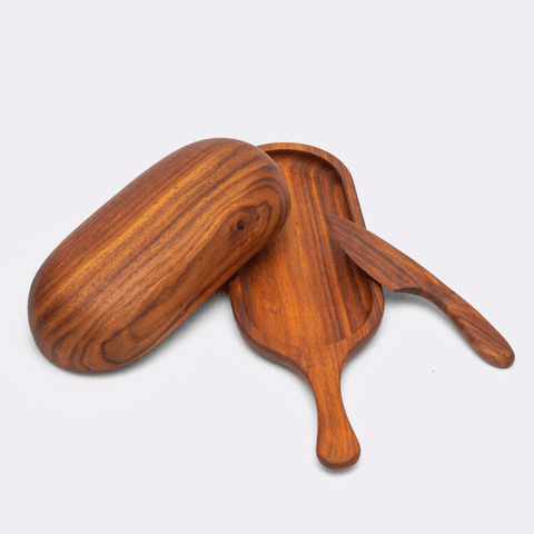 Wooden Butter Dish &  Knife