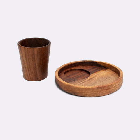 Vintage Wood Coffee Cup Set