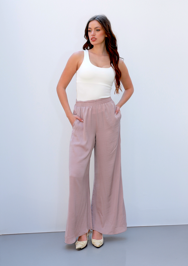 WIDE LEGGED SATIN PANTS