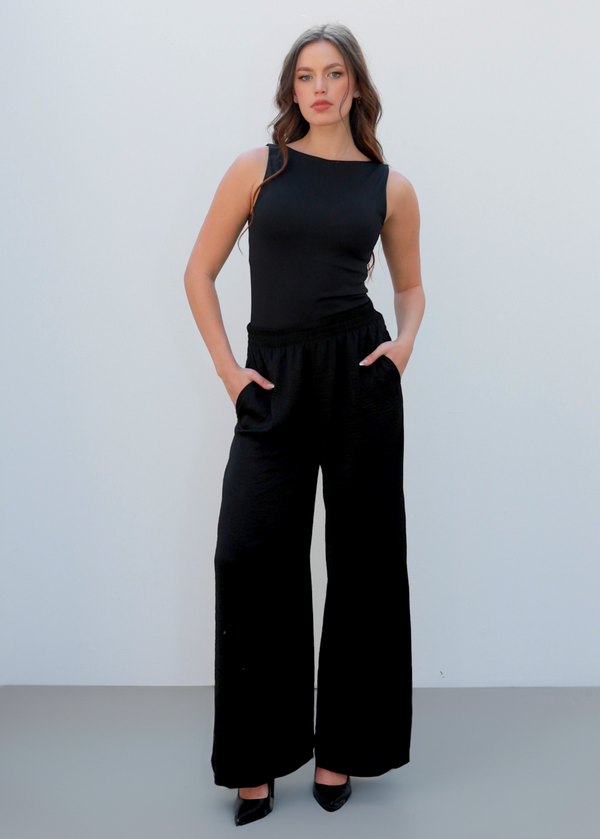 WIDE LEGGED SATIN PANTS