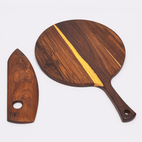 Wooden Pizza Plate With Wooden Pizza Cutter