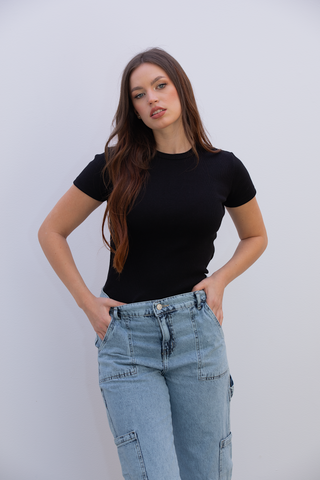 Close Fitted Rib T-Shirt