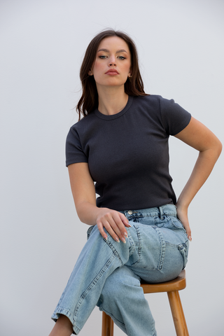 Close Fitted Rib T-Shirt