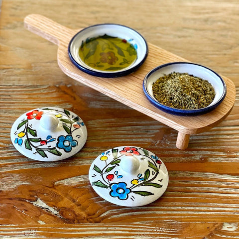 Palestinian Set Bowl With Wooden Tray